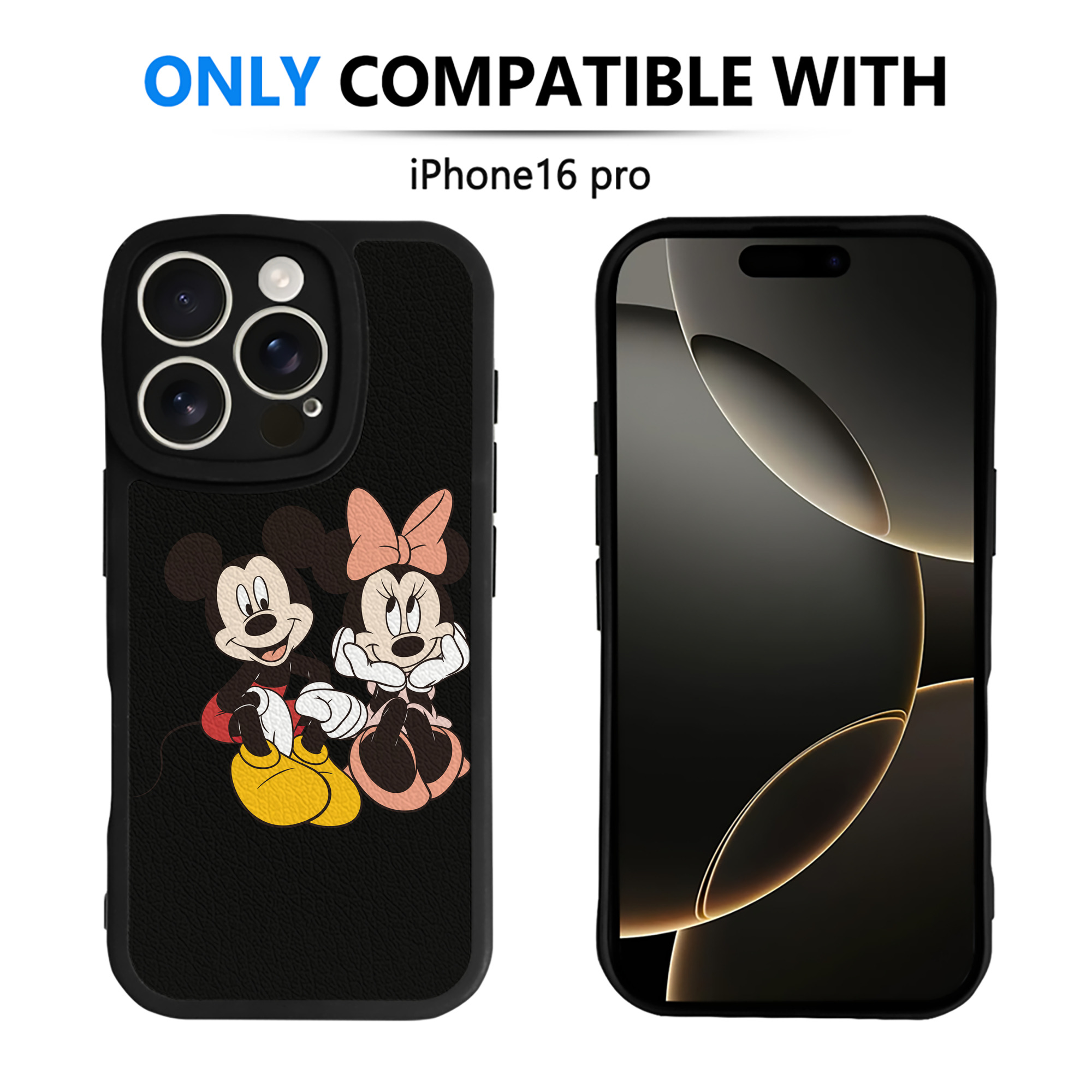 （画像用） ミッキーマウス Mickey Mouse 【iPhone 16シリーズ対応】シリコンスマホケース（レザー調） 材質：シリコン